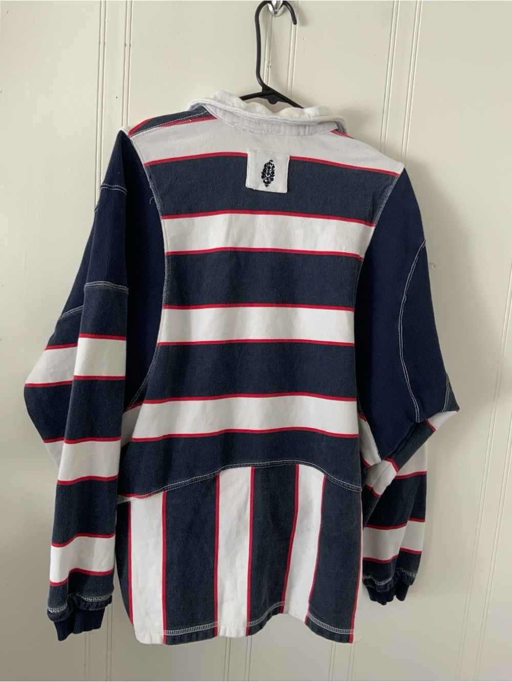 Free People Navy, White & Red Striped Rugby Crew